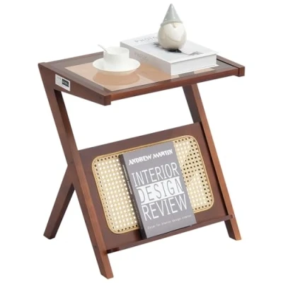 Image de VEVOR Table Basse en Rotin 1 Niveau 56 cm Forme de Z Meuble pour Salon