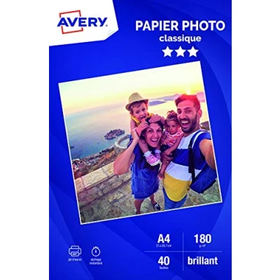 Afbeelding van AVERY 40 vellen glanzend fotopapier 180 g/m² A4 formaat Inkjetdruk