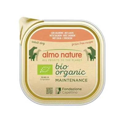 Afbeelding van Almo Nature Bio Organic Natvoer voor honden met zalm Biologische paté volwassen honden: 9 bakjes van 300 g
