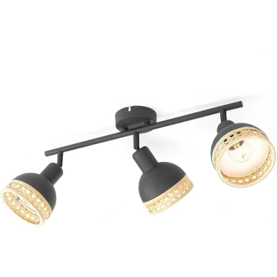 Afbeelding van Lindby buitenspot 3lichts ijzer, rotan H: 21.5 cm E14 zwart, natuur