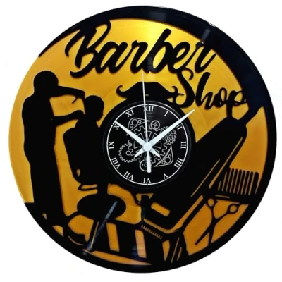 Afbeelding van Instant Karma Clocks LP 33 draaiingen vintage cadeau idee baard kapper salon schoonheid barber winkel (goud), handgemaakt