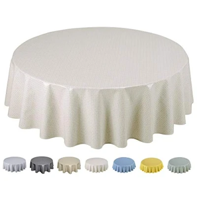Afbeelding van Afwasbaar tafelzeil, onderhoudsvriendelijk, rond, 160 cm, beige