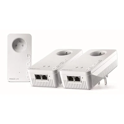 Afbeelding van devolo Magic 2 WiFi 5 (ac) Multiroom Kit: 3 x Powerline Adapters, Gigogne Plug (2400 Mbit/s, Gigabit Ethernet poorten) ideaal voor thuiswerken en streamen, Frans stopcontact