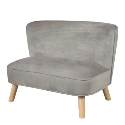 Afbeelding van roba Lil Sofa Comfortabele Kinderbank met Houten Voetjes Zilvergrijs