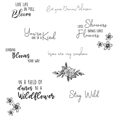 Afbeelding van Sizzix Clear Stamps 10PK Spring Bloom Sentiments 666145 Jess Slack (01 23)