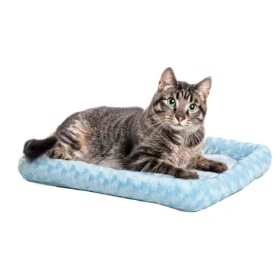 Afbeelding van MidWest Homes for Pets 45,72 cm lange honden of kattenkussen met comfortabele nekrol; ideaal voor &quot;speelgoed&quot; hondenrassen; blauw; model 40218 PB