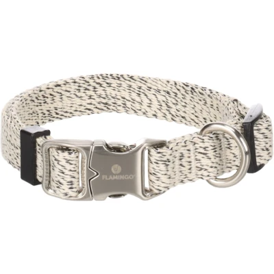 Afbeelding van Linnen halsband hond wit zwart S