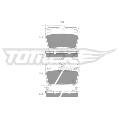 Afbeelding van TOMEX brakes TX 13 86 Remblokkenset Achteras Met akoestische slijtagewaarschuwing TOYOTA: RAV4 II Off Road, I Road