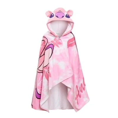 Afbeelding van Disney Stitch Angel Meisjes Hooded Handdoek Poncho 100% Katoen Badhanddoek Strandlaken Wrap Kinderen Luierjurk, Roze
