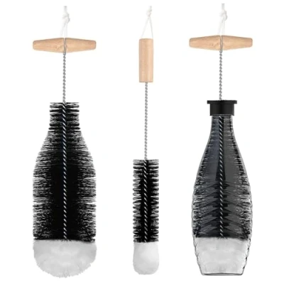 Afbeelding van Set van 2 flessenborstels, 35 cm, compatibel met SodaStream glazen flessen, krasbestendig, voor karaf, frisdrankflessen, babyflessen, waterflessen