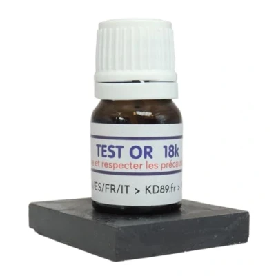 Afbeelding van KD89 Responsieve goudtesttest/oplossing, 18 karaat, met natuurlijke toetssteen en meertalige handleiding, expertise voor sieraden, munten, edelstenen, 2,5 ml