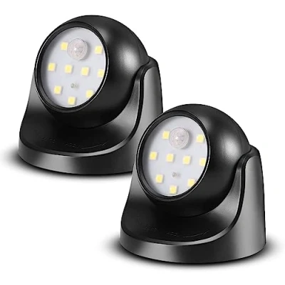 Afbeelding van Proxinova Set van 2 led veiligheidslampen met PIR bewegingssensor, 150 lumen heldere schijnwerper, draadloze buitenverlichting op batterijen,