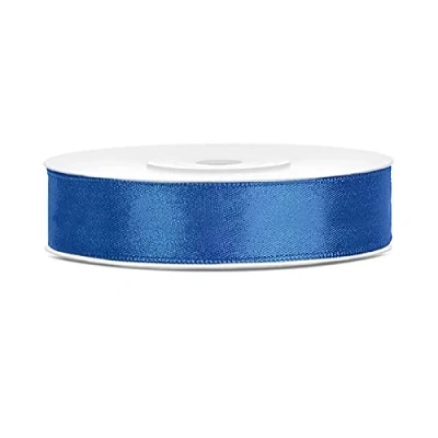 Afbeelding van Jaow Satijnen lint van polyester, strik en geschenkverpakking 6/12/25/38/50/100 mm x 25 m (maat 12 kleur koningsblauw)