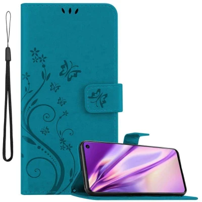 Afbeelding van Cadorabo Hoesje geschikt voor Samsung Galaxy S10 4G in BLOEMEN BLAUW Beschermhoes bloemmotief met magnetische sluiting, standfunctie en kaartsleuven Book Case Cover Etui
