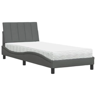 Afbeelding van vidaXL Bed met matras stof donkergrijs 90x190 cm
