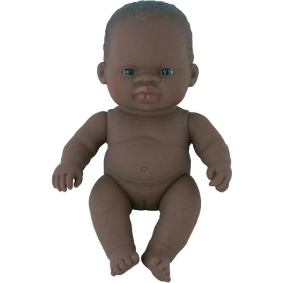 Afbeelding van Miniland babypop afrikaans met ondergoed meisje 21 cm