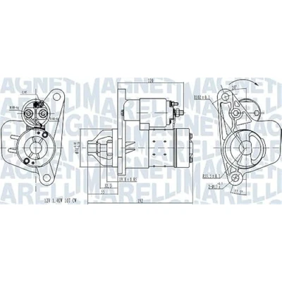 Afbeelding van MAGNETI MARELLI 063721418010 Startmotor 12 1,4 10 RENAULT: SCENIC 3, LAGUNA 3 Grandtour, NISSAN: Qashqai / Qashqai+2 I, X Trail