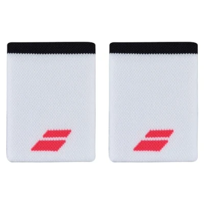 Afbeelding van Babolat unisex logo Jumbo wristband / polsband wit strike rood 2 stuks