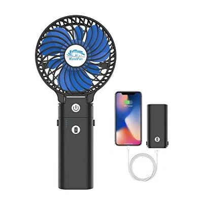 Afbeelding van HandFan 5200 mAh draagbare mini ventilator, handventilator, USB, oplaadbare batterij, 3 snelheden, 180 graden, opvouwbaar, kleine bureauventilator, powerbank, in 1 kantoor, reizen