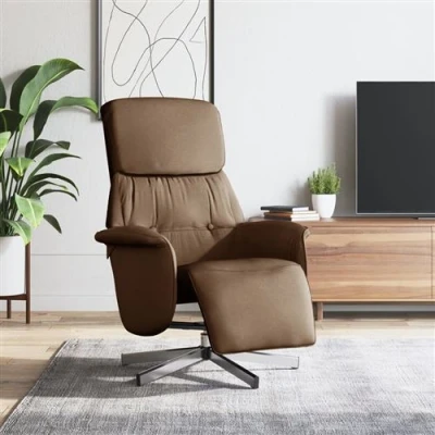 Afbeelding van vidaXL Fauteuil verstelbaar met voetensteun stof bruin