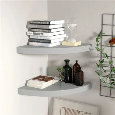 Afbeelding van Hoekschappen zwevend 2 st 35x35x3,8 cm MDF grijs