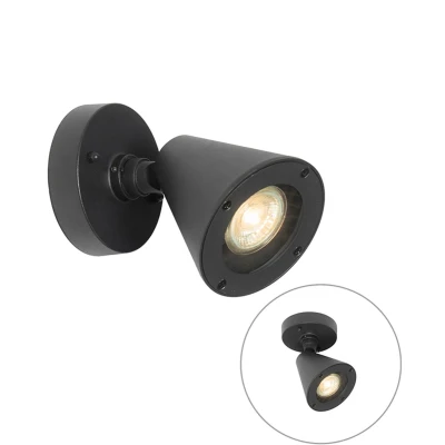 Afbeelding van QAZQA Moderne buiten wandlamp zwart IP44 verstelbaar Ciara