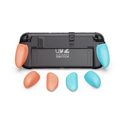 Afbeelding van Savage Raven by Skull &amp; Co. NeoGrip voor Nintendo Switch 2: een ergonomische grip hardshell beschermhoes met verwisselbare handgrepen [past op alle handmaten] [No Carrying Case] Neon Blue (L)+Neon