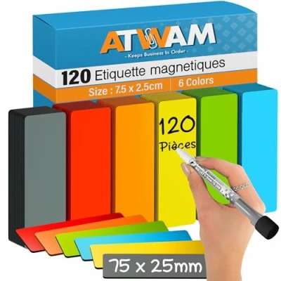 Afbeelding van AWEMOZ Scrum Magneten 30 stuks Voor Whiteboard, Magneetbord, Memobord of Magnetisch Tekenbord Herschrijfbare op Koelkast Kanban 15 cm Breed x 2,5 Lang 6 Kleuren