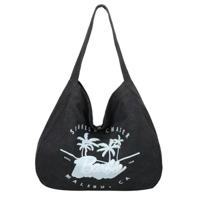 Afbeelding van Fritzi aus Preußen Schoudertas Easy Hobo Malibu Denim Limited Barbie Bag Blacky Zwart