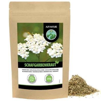 Afbeelding van Duizendbladthee (250 g) gesneden, zacht gedehydrateerd, 100% zuiver en natuurlijk duizendbladkruid voor de bereiding van thee of kruidenthee