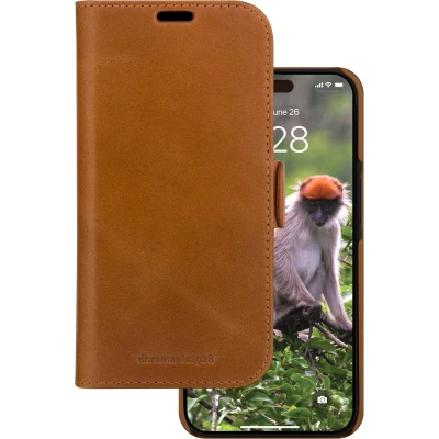 Afbeelding van iPhone 15 Bookcase hoesje dbramante1928 Effen Cognac Leer