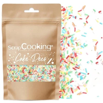 Afbeelding van ScrapCooking Pot met zoete decoraties veelkleurige vermicelli 80 g kleurrijke suikerconfetti decoratie voor gebak, desserts, cakes, koekjes, cupcakes, verjaardag Cake Design 7436