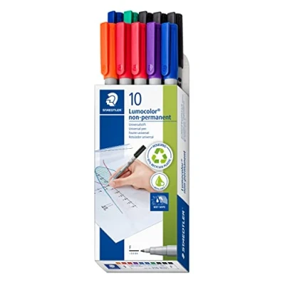 Afbeelding van Staedtler Foliestift Lumocolor® non permanent pen 316 B10 Rood, Blauw, Groen, Zwart, Oranje, Lila