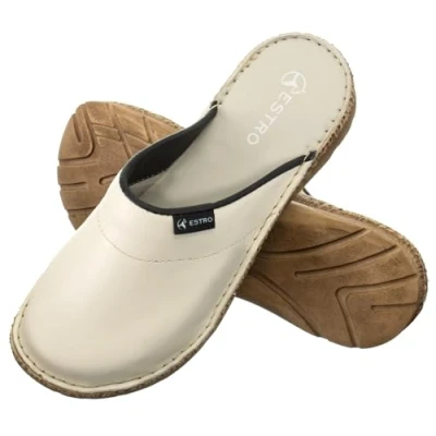 Afbeelding van ESTRO damespantoffels, vilt, dames, met antislipzool, F03, Beige