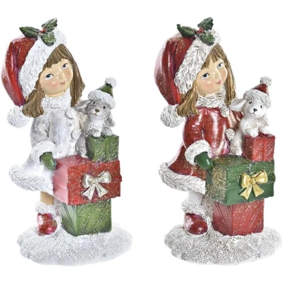 Afbeelding van Kerstversiering DKD Home Decor Hars Meisjes (6,5 x 6,5 12 cm) (2 Stuks)