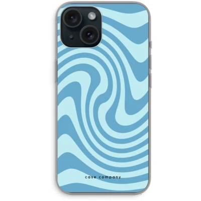 Afbeelding van Case Company® hoesje geschikt voor iPhone 15 Swirl Blauw Soft Cover Telefoonhoesje Bescherming aan alle Kanten en Schermrand