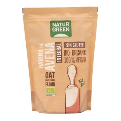 Afbeelding van NaturGreen volkoren havermout, gemalen haverkorrels, milieuvriendelijk, 100% veganistisch 500 g