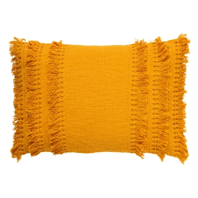 Afbeelding van Dutch Decor FARA Kussenhoes 40x60 cm 100% katoen met franjes Golden Glow geel