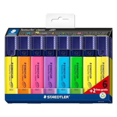 Afbeelding van STAEDTLER 364 A C8 Textsurfer Classic markeerstiften, verschillende kleuren, 6 stuks