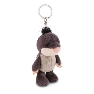 Afbeelding van Sleutelhanger, taupe, 6 cm, grijs, dierenhanger met metalen ring om op te hangen aan sleutels, touw, tas en meer