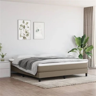 Image de vidaXL Lit à sommier tapissier avec matelas Taupe 180x200 cm Tissu