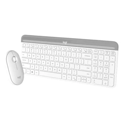 Image de Logitech Slim Wireless Combo MK470 Ensemble clavier et souris sans fil 2.4 GHz Nordique blanc cassé
