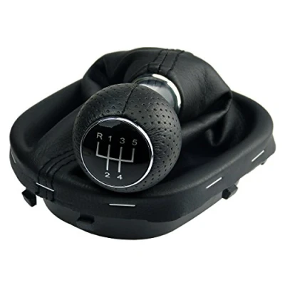 Afbeelding van L&amp;P A263 6 versnellingspook, zwart, 5 versnellingen, compatibel met VW Touran 1T Caddy III 3 frame geperforeerde knop plug play reserveonderdeel voor 1T071113 2K071113 1T0711456