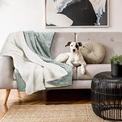 Afbeelding van Beautissu Fleece Deken 220 x 240cm Elisa Sherpa extra zacht Plaid Licht Grijs