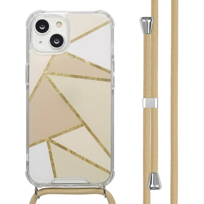 Afbeelding van imoshion Hoesje Geschikt voor iPhone 14 Design met Koord Beige Graphic