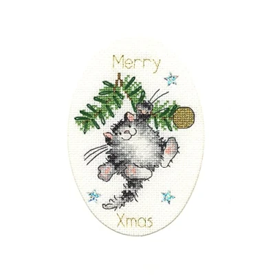 Afbeelding van Borduurpakket kerstkaart Swing into Xmas Bothy Threads