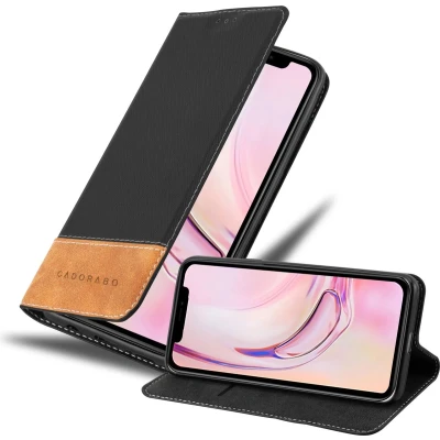 Afbeelding van Cadorabo Hoesje geschikt voor Apple iPhone 13 PRO in ZWART BRUIN Beschermhoes met magnetische sluiting, standfunctie en kaartvakje Book Case Cover Etui