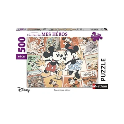 Afbeelding van Nathan puzzel 500 stukjes Mickey Souvenirs Disney Volwassenen en kinderen vanaf 12 jaar Hoogwaardige Mijn helden collectie 87217