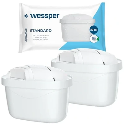 Afbeelding van Wessper Set van 2 waterfilters voor Brita Maxtra Plus, + waterfilter met actieve kool en lonewisselaarhars, geschikt Marella, Water Kanne, WES003