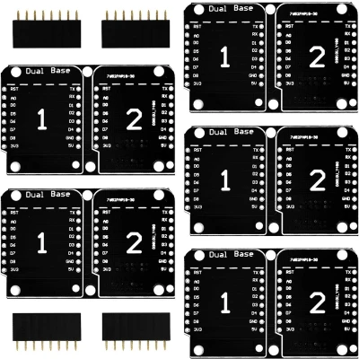 Afbeelding van AZDelivery 5 x Dual Base Shield PCB Board D1 Mini NodeMCU ESP8266 Inclusief E Book!